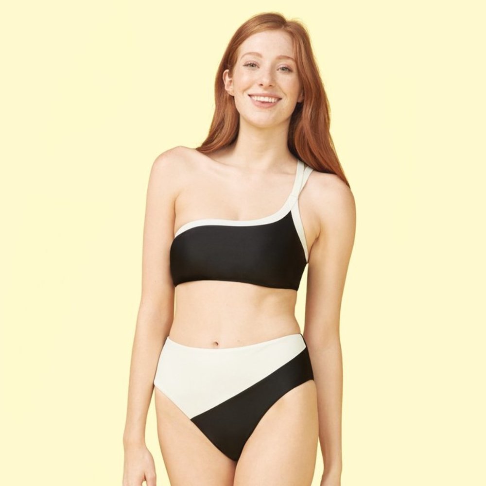 NWT Summersalt Diagonal High Leg High Rise Bottom Sea Urchin & White Sand Size 6